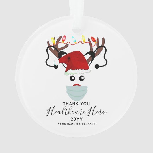 ヘルスケアの英雄、2020年のトナカイの仮面 オーナメント (裏面)