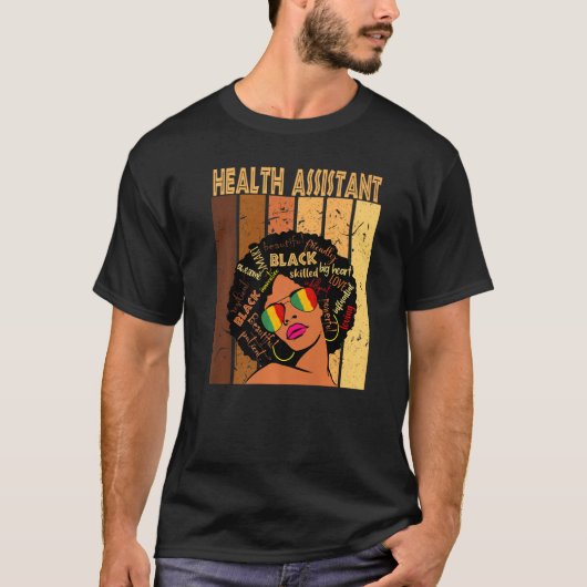ヘルスケアアシスタントAfro African American Black Hito Tシャツ (正面)