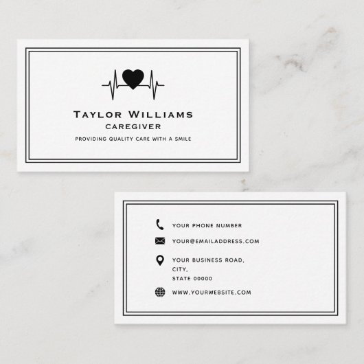 ヘルスケアハートビートパルスハートEKG ECG介護者 名刺 (正面/裏面)