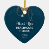 ヘルスケアパーソナライズされたワーカーに感謝する青い名前 セラミックオーナメント (正面)