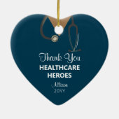 ヘルスケアパーソナライズされたワーカーに感謝する青い名前 セラミックオーナメント (裏面)