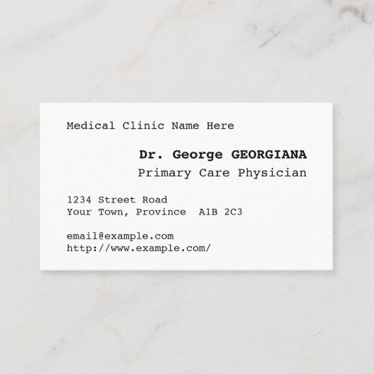 ヘルスケアミニマルスペシャリスト・ビジネス・カード 名刺 (正面)