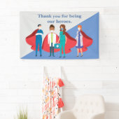 ヘルスケアワーカーに感謝の意を表すヒーロードクターナース 横断幕 (インサイチュ)