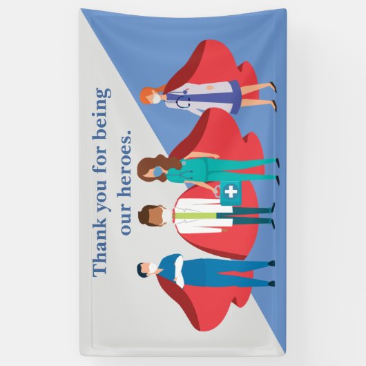 ヘルスケアワーカーに感謝の意を表すヒーロードクターナース 横断幕 (縦)
