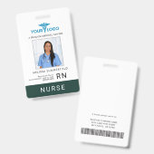 ヘルスケア会社ロゴスタッフ従業員の写真ID バッジ (正面＆裏面)