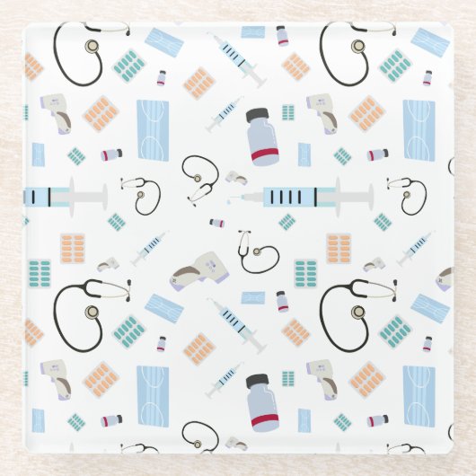 ヘルスケア医師の医療供給パターン ガラスコースター (正面)