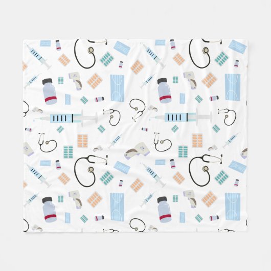 ヘルスケア医師の医療供給パターン フリースブランケット (正面(横))