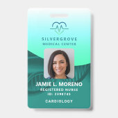 ヘルスケア医療ハートロゴグリーンフォトナースID バッジ (正面)