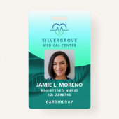 ヘルスケア医療ハートロゴグリーンフォトナースID バッジ (正面)