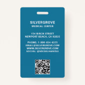 ヘルスケア医療ハートロゴティール（緑がかった色）写真ナースID バッジ (裏面)