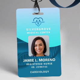 ヘルスケア医療ハートロゴティール（緑がかった色）写真ナースID バッジ