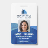 ヘルスケア医療ロゴブルーDNAフォトナースID バッジ (正面)