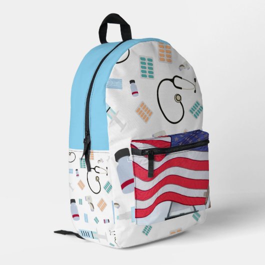 ヘルスケア米国国旗Medical Backpack プリントバックパック (裏面左端)