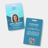 ヘルスケア 医療 ハート ロゴ ティール 写真 看護師 ID バッジ (正面&裏面)