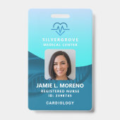 ヘルスケア 医療 ハート ロゴ ティール 写真 看護師 ID バッジ (正面)