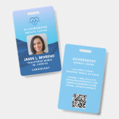 ヘルスケア 医療 ハート ロゴ 青 写真 看護師 ID バッジ (正面＆裏面)