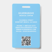 ヘルスケア 医療 ハート ロゴ 青 写真 看護師 ID バッジ (裏面)