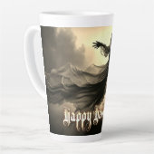 ヘルスケープの黒人女性幽霊- Halloween カフェラテマグ (左アングル)