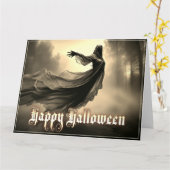 ヘルスケープの黒人女性幽霊- Halloween カード (黄色い花)