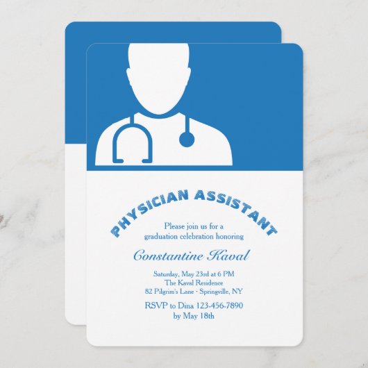 ヘルスプロバイダシルエット卒業招待状 招待状 (正面/裏面)