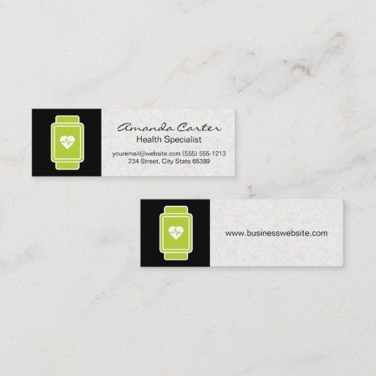 ヘルス |緑のハートレートモニタ スキニー名刺 (正面/裏面)