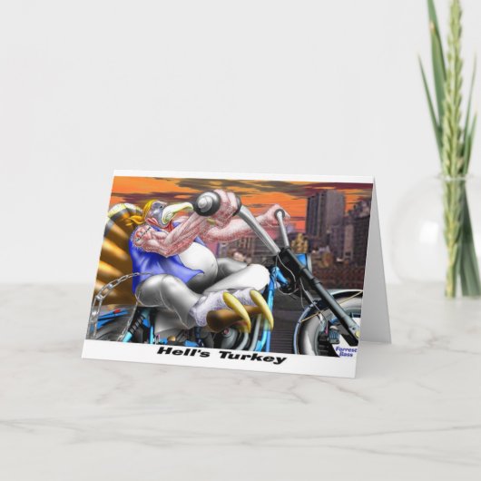 ヘルズターキーおもしろい感謝祭ハーレーティー&ギフト シーズンカード (正面)