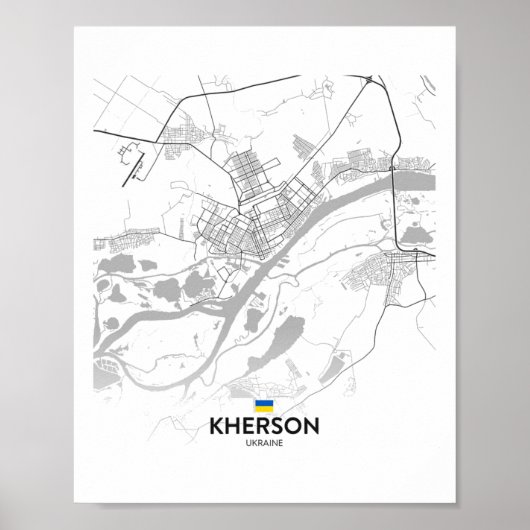 ヘルソン ウクライナ 地図 旗 ポスター (正面)