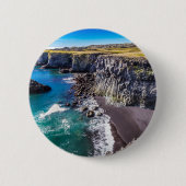 ヘルナハウン海岸，アイスランド 缶バッジ (正面)