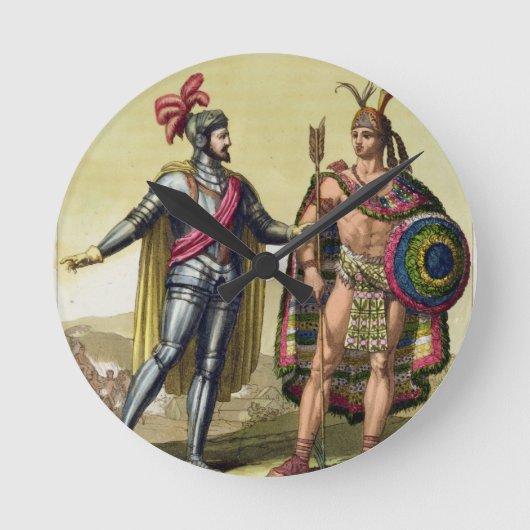 ヘルナンド諸島の出会い（1485年～1547年） ラウンド壁時計 (正面)