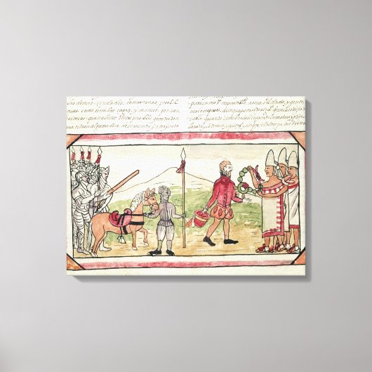 ヘルナンド・コルテスとモンテスマの会合 キャンバスプリント (正面)