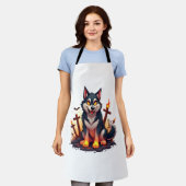 ヘルハウンドハスキー犬 エプロン (着用した状態)