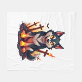 ヘルハウンドハスキー犬 フリースブランケット (正面(横))