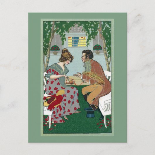 ヘルパー付き糸ヴィンテージアールヌーボー ポストカード (正面)
