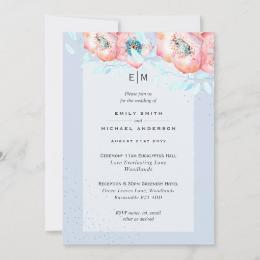 ヘルボアブルーダスティバラウェディングレセプション招待状 招待状 (正面)