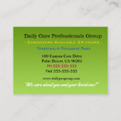 ヘルボア幸せな陽気な介護者 名刺 (裏面)