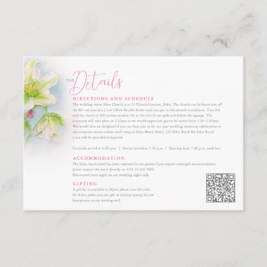 ヘルボア水色春の結婚式詳細 エンクロージャーカード (正面)