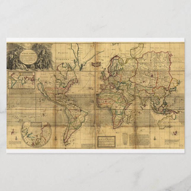 ヘルマン・モルによる世界地図(1719) (正面)