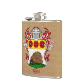 ヘルムとマントルを持つリッチ・ヘラルディックシールド フラスク (左)