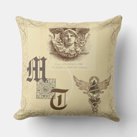 ヘルメスアンティークバロックエレガントモノグラム クッション (正面)
