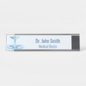 ヘルメスロッドカドゥセウス水リップルブルーメディカル デスクネームプレート (正面)