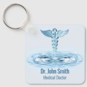 ヘルメスロッドCaduceusブルーウォーターリップルメディカル キーホルダー (正面)