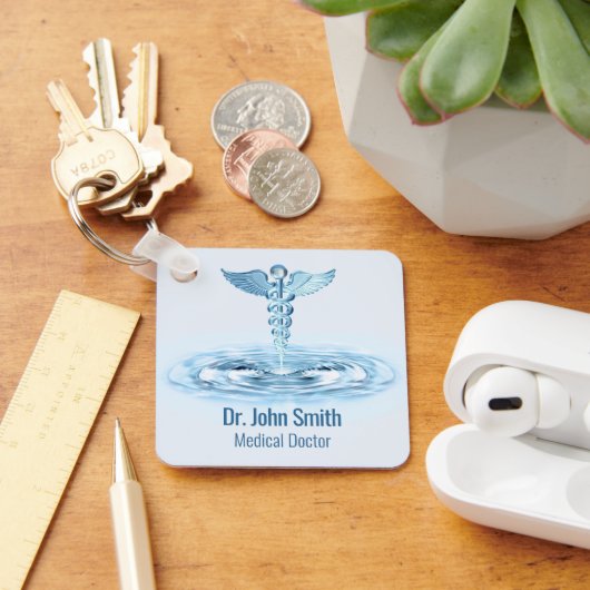ヘルメスロッドCaduceusブルーウォーターリップルメディカル キーホルダー (デスク)