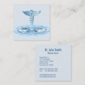 ヘルメスロッドCaduceusブルーウォーターリップルメディカル スクエア名刺 (正面/裏面)