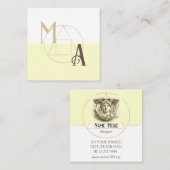 ヘルメスヴィンテージミニマルモノグラム芸術的ベージュ スクエア名刺 (正面/裏面)