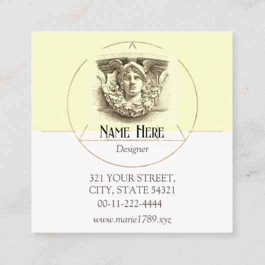 ヘルメスヴィンテージミニマルモノグラム芸術的ベージュ スクエア名刺 (裏面)