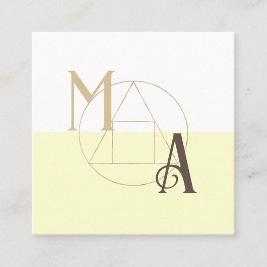 ヘルメスヴィンテージミニマルモノグラム芸術的ベージュ スクエア名刺 (正面)