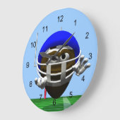 ヘルメットおもしろいの中の漫画のサッカー ラージ壁時計 (傾斜)