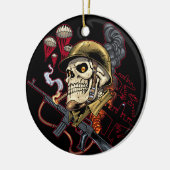 ヘルメットが付いている空輸か海洋の落下傘兵のスカル セラミックオーナメント (左)