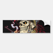ヘルメットが付いている空輸か海洋の落下傘兵のスカル バンパーステッカー (正面)