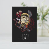 ヘルメットが付いている空輸か海洋の落下傘兵のスカル 出欠カード (スタンド正面)